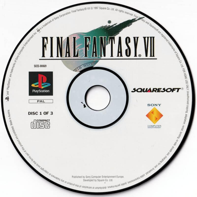 Лицензионный диск PAL Final Fantasy 7 для PlayStation